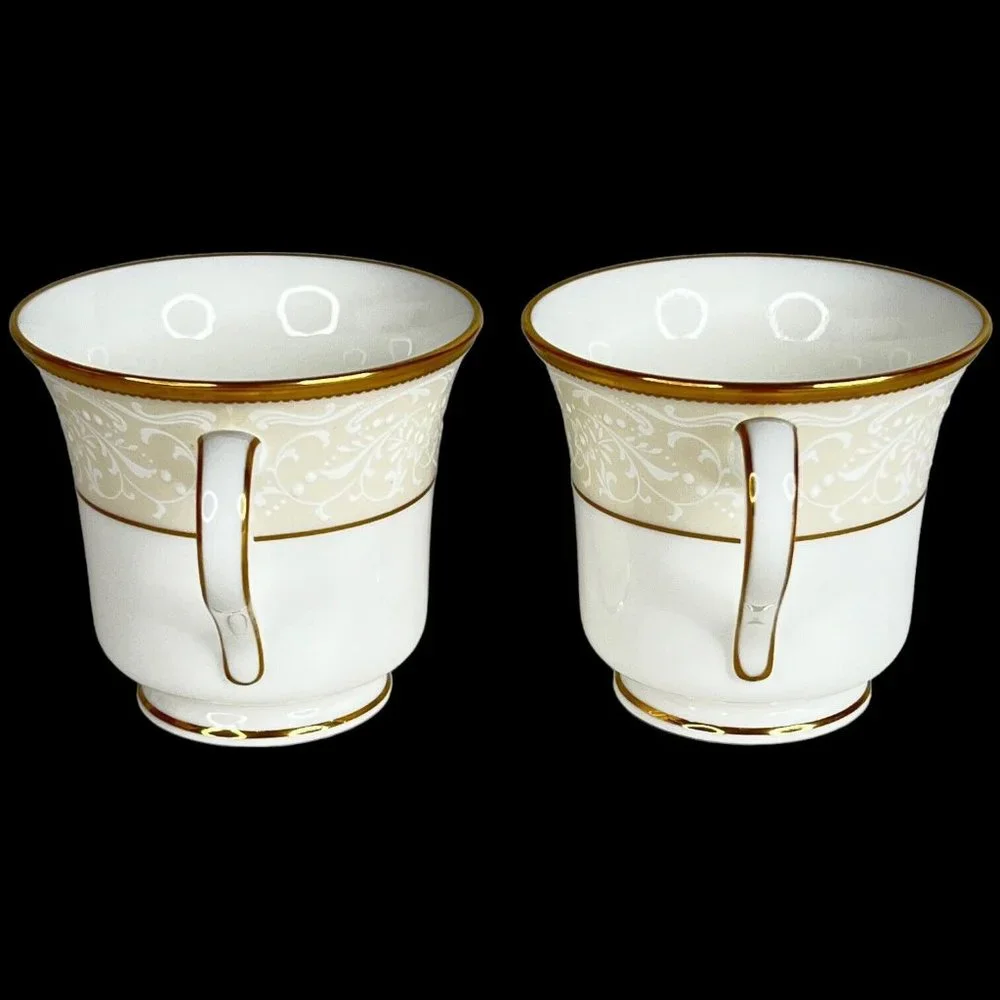 Noritake White Palace Footed Cup And Saucer Set of 2 Bone China NEW‎ With Tags